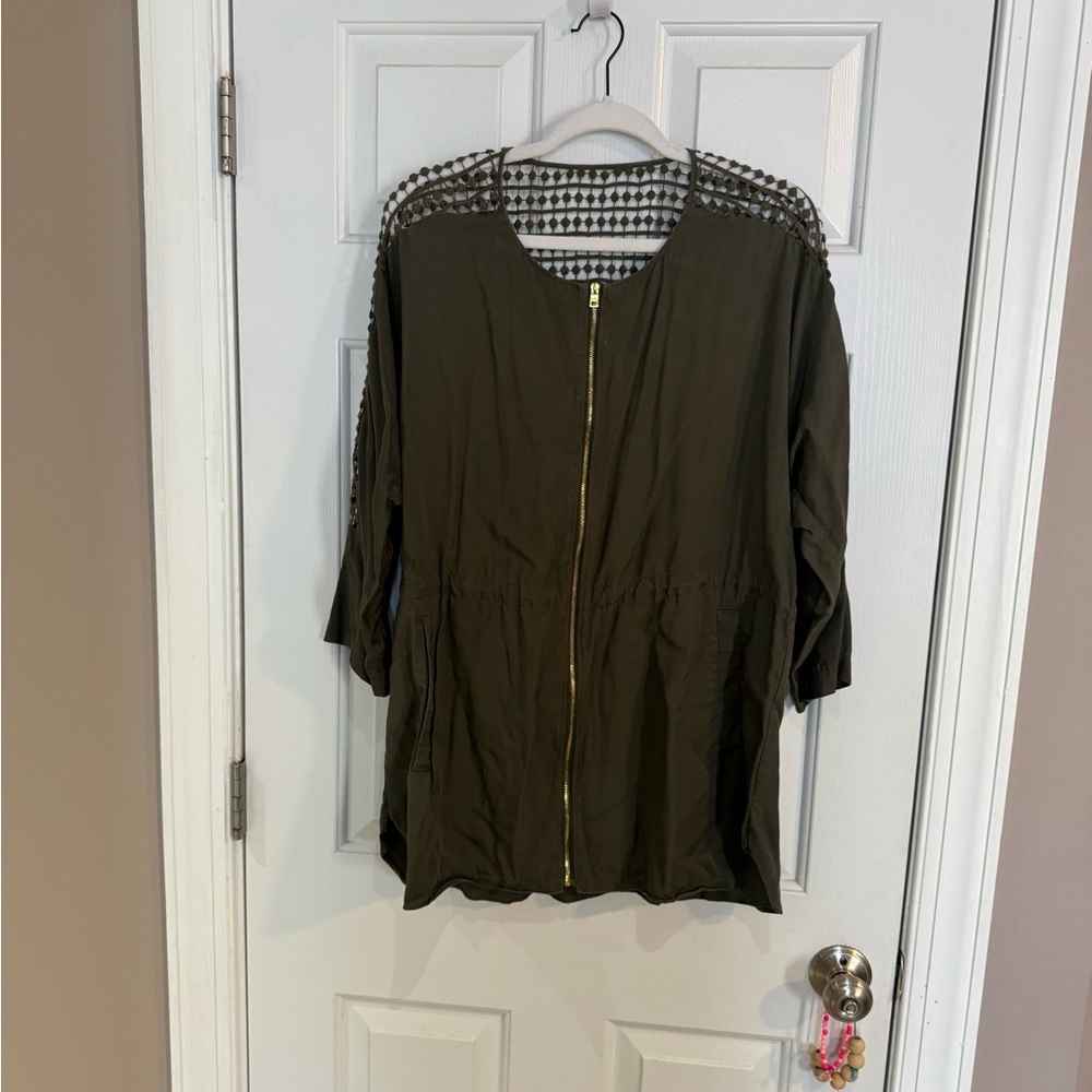Marc New York Hunter Green Zip-Up Jacket and Pull String Around Waist.